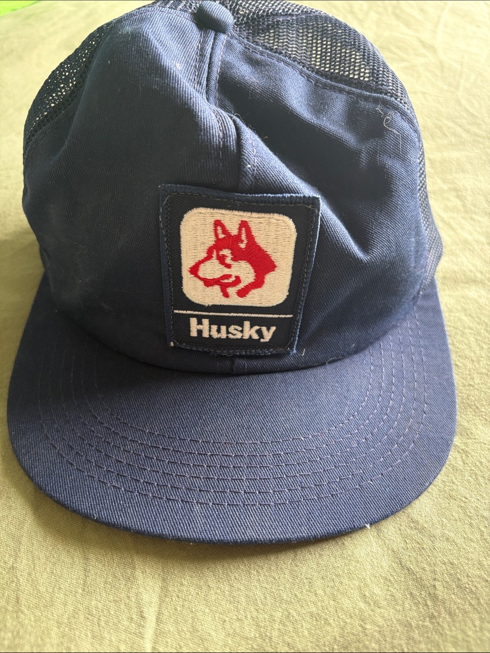Vintage Husky Navy Trucker Hat with Red Logo